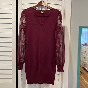 Burgundy / wine sweater sexy dress